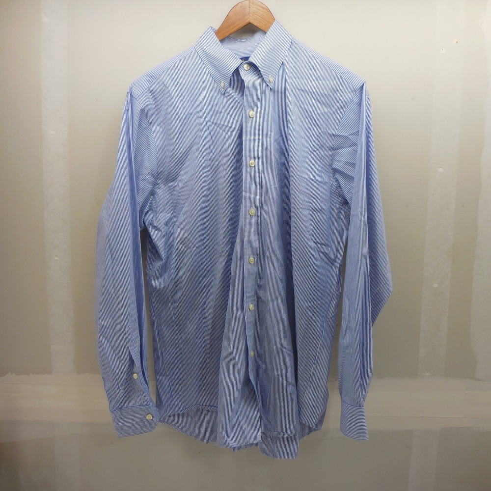 Ralph Lauren Classic Fit Mens Blue White Striped Button Down Shirt M 15.5